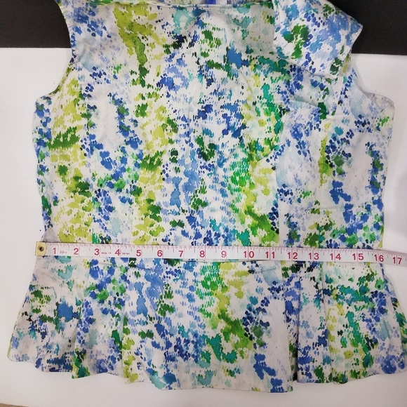 Ann Taylor Blue and Green Peplum Sleeveless Top 8 - Picture 9 of 12
